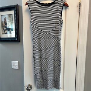 White House Black Market Black and White Midi Dress